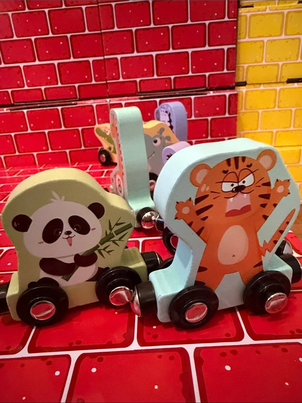 11 Piece Wooden Numbered Animal Magnetic Pull-Along Train - Multicolor